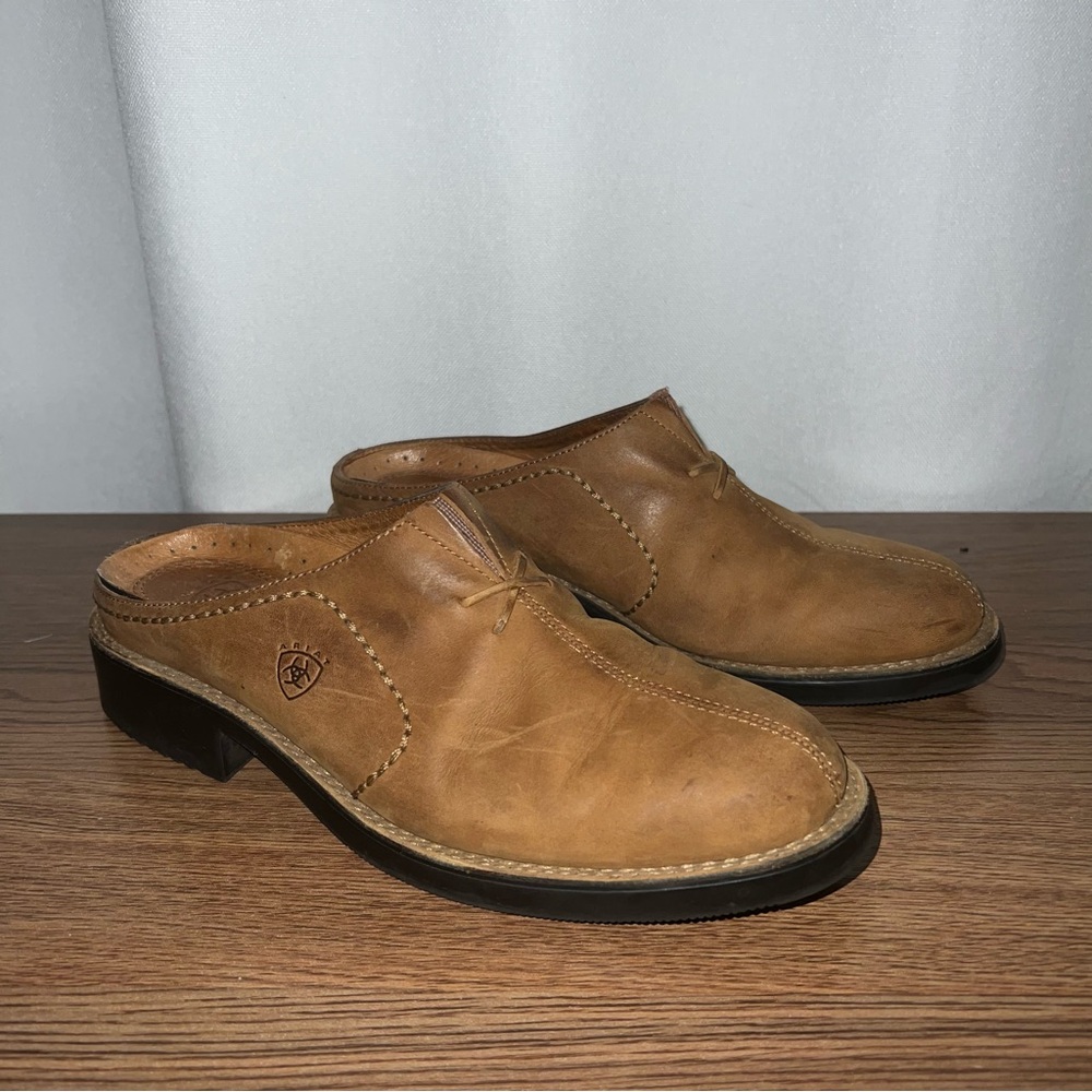 Ariat Women’s Brown Leather Slip-On Clog Mules — Size 7.5